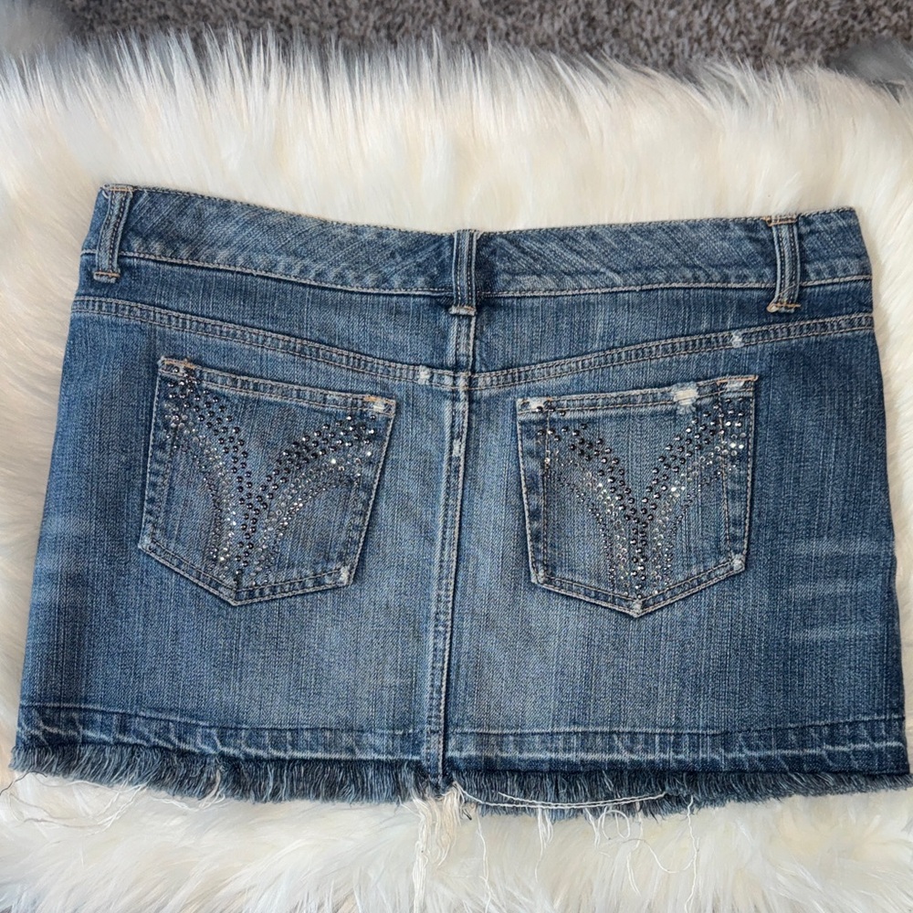 Celebrity pink Embellished Blue Denim Mini Skirt